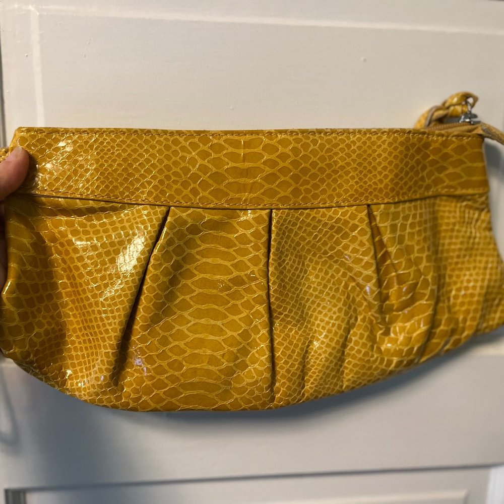 Genuine Italian yellow leather clutch - like new